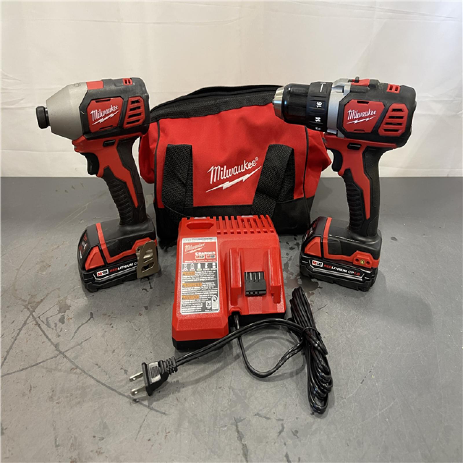 AS-IS - Milwaukee 18V Cordless Brushed 2-Tool Drill/Driver and Impact Driver Kit