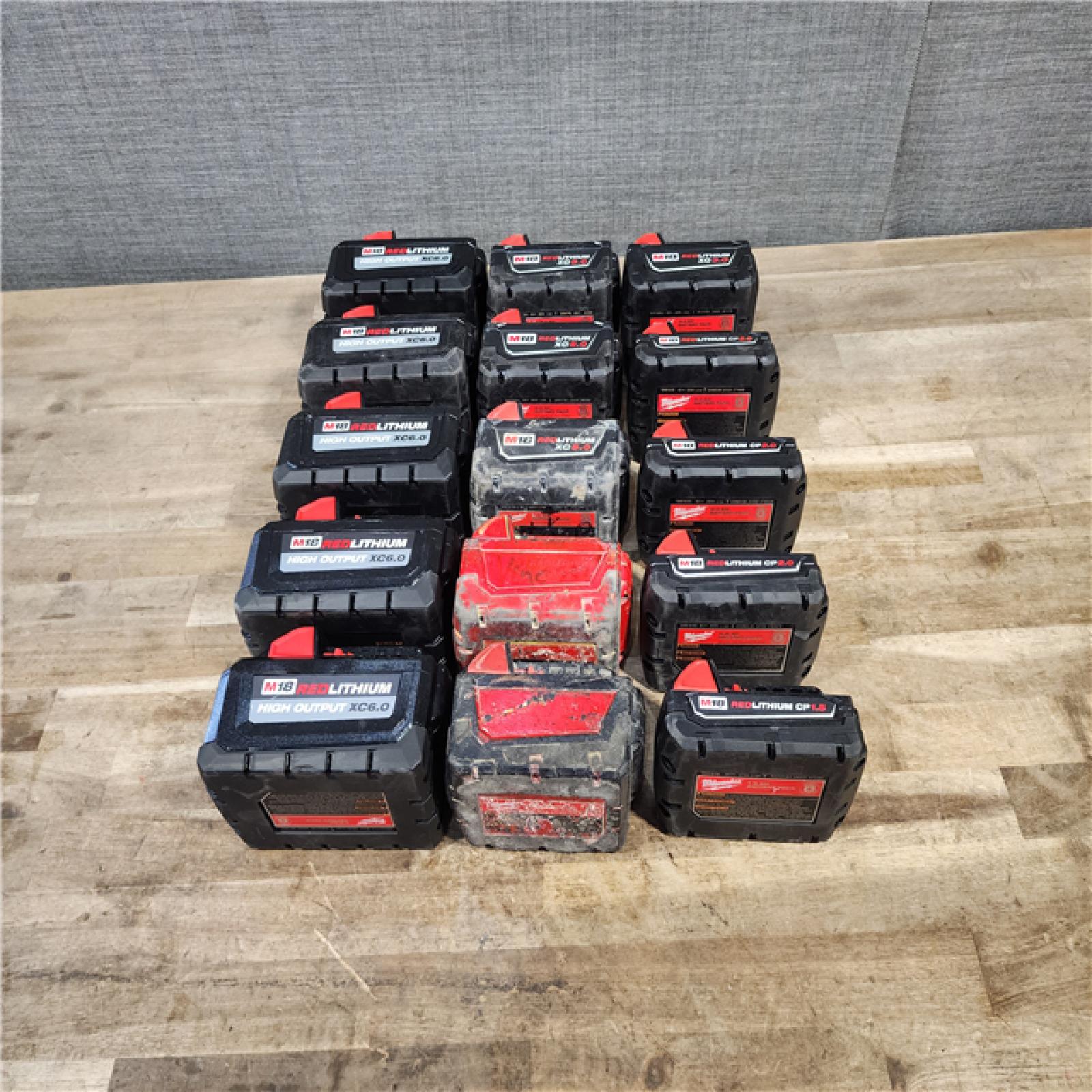 HOUSTON LOCATION - AS-IS MILWAUKEE BATTERY PACK QTY - 15