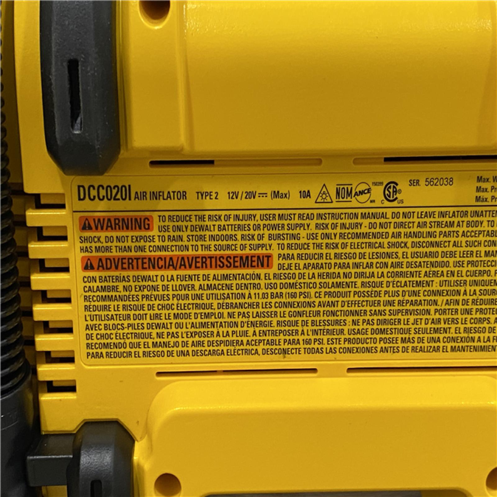 AS-IS DEWALT 20V MAX Cordless Electric Portable Inflator (Tool Only)