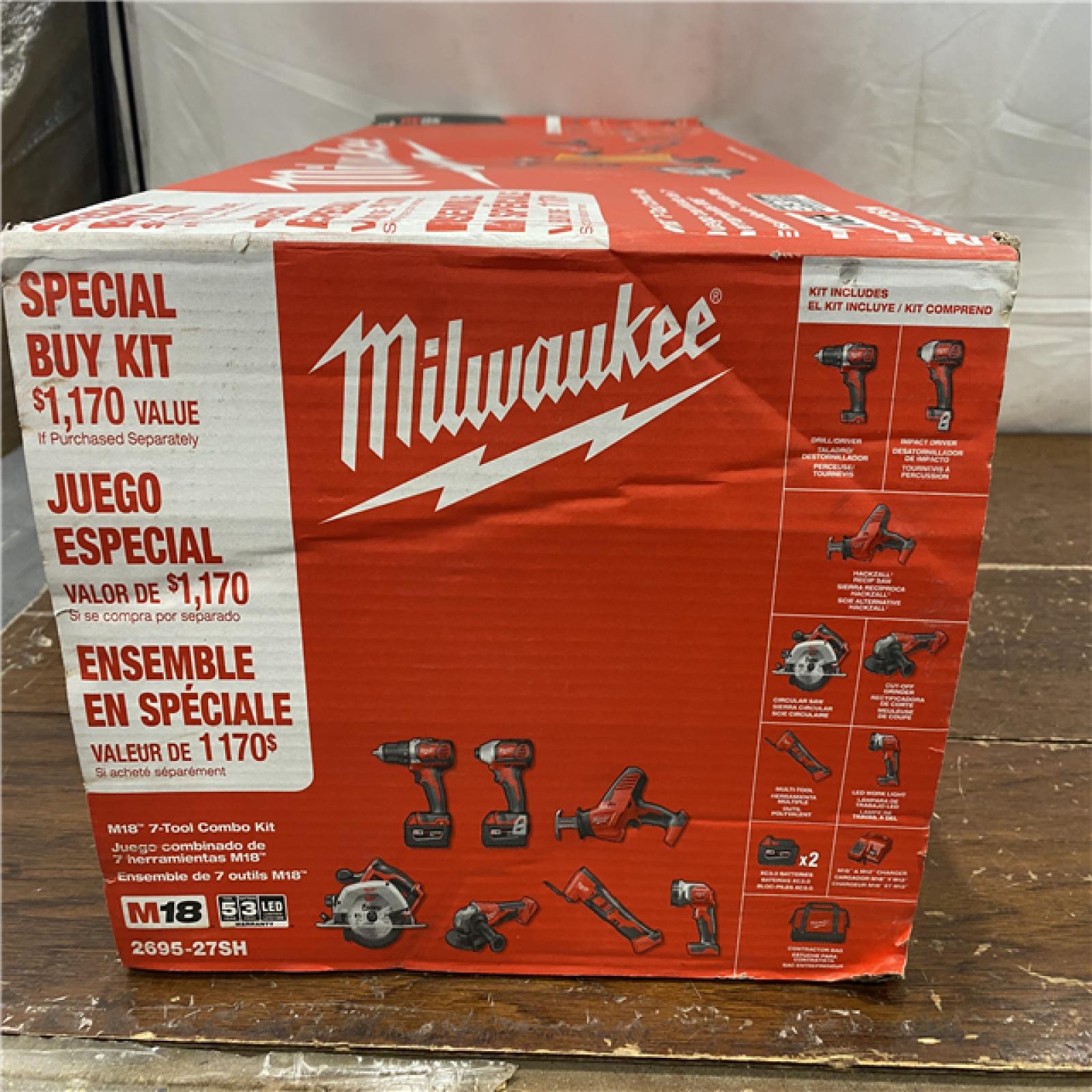 NEW Milwaukee M18 18-Volt Lithium-Ion Cordless Combo Kit 7-Tool with 2-Batteries, Charger and Tool Bag