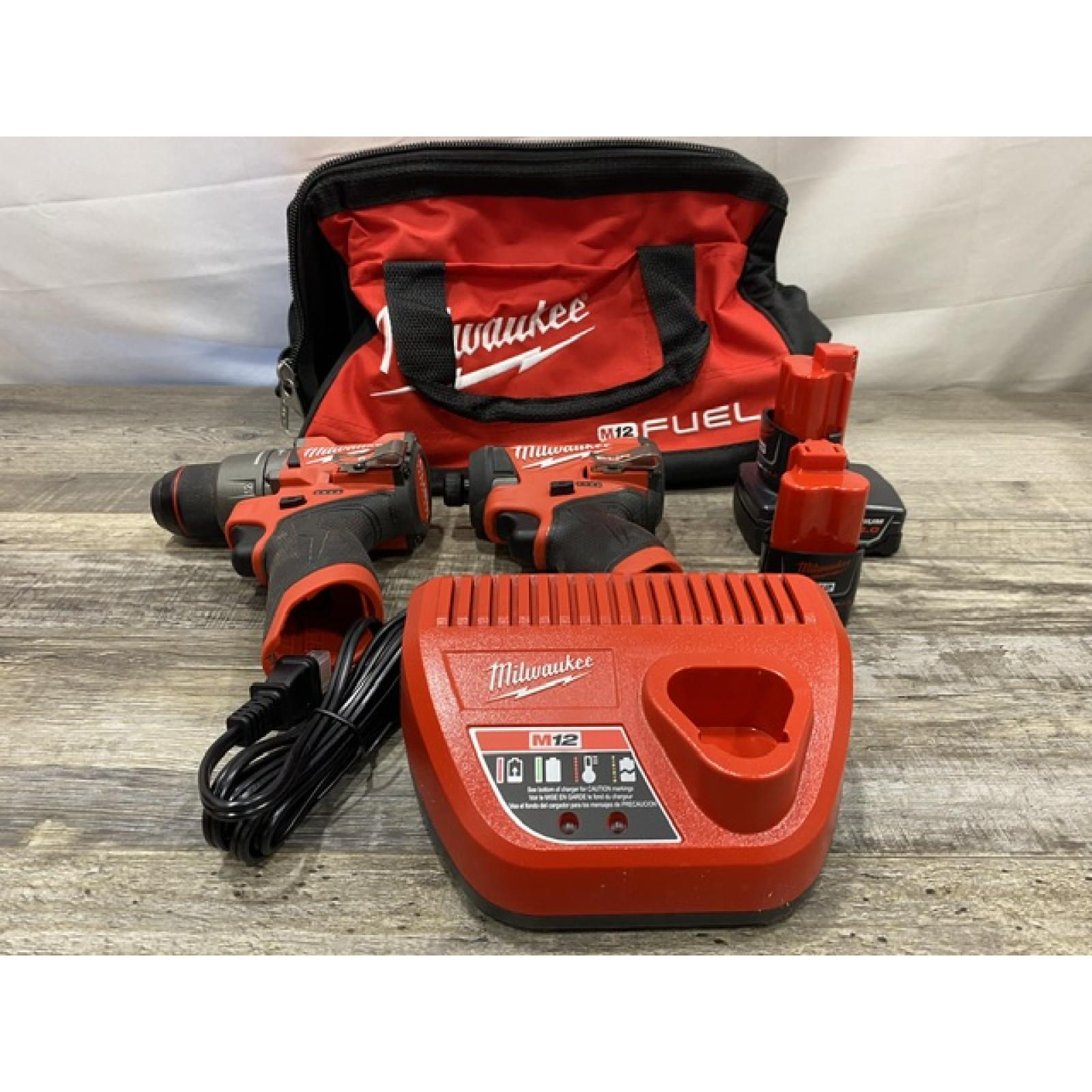 AS-IS Milwaukee FUEL 12-Volt Lithium-Ion Brushless Cordless Hammer Drill and Impact Driver Combo Kit