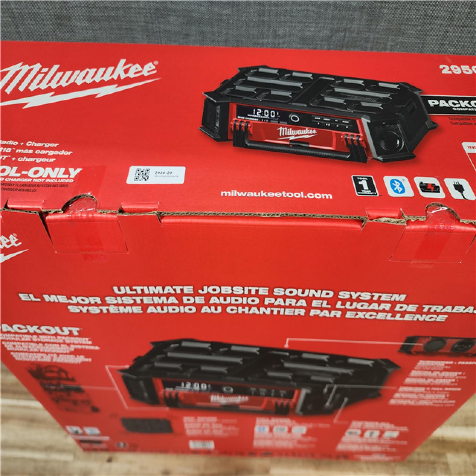 HOUSTON LOCATION - AS-IS (NEW) Milwaukee Lithium-Ion Cordless PACKOUT Radio/Speaker with Built-In Charger