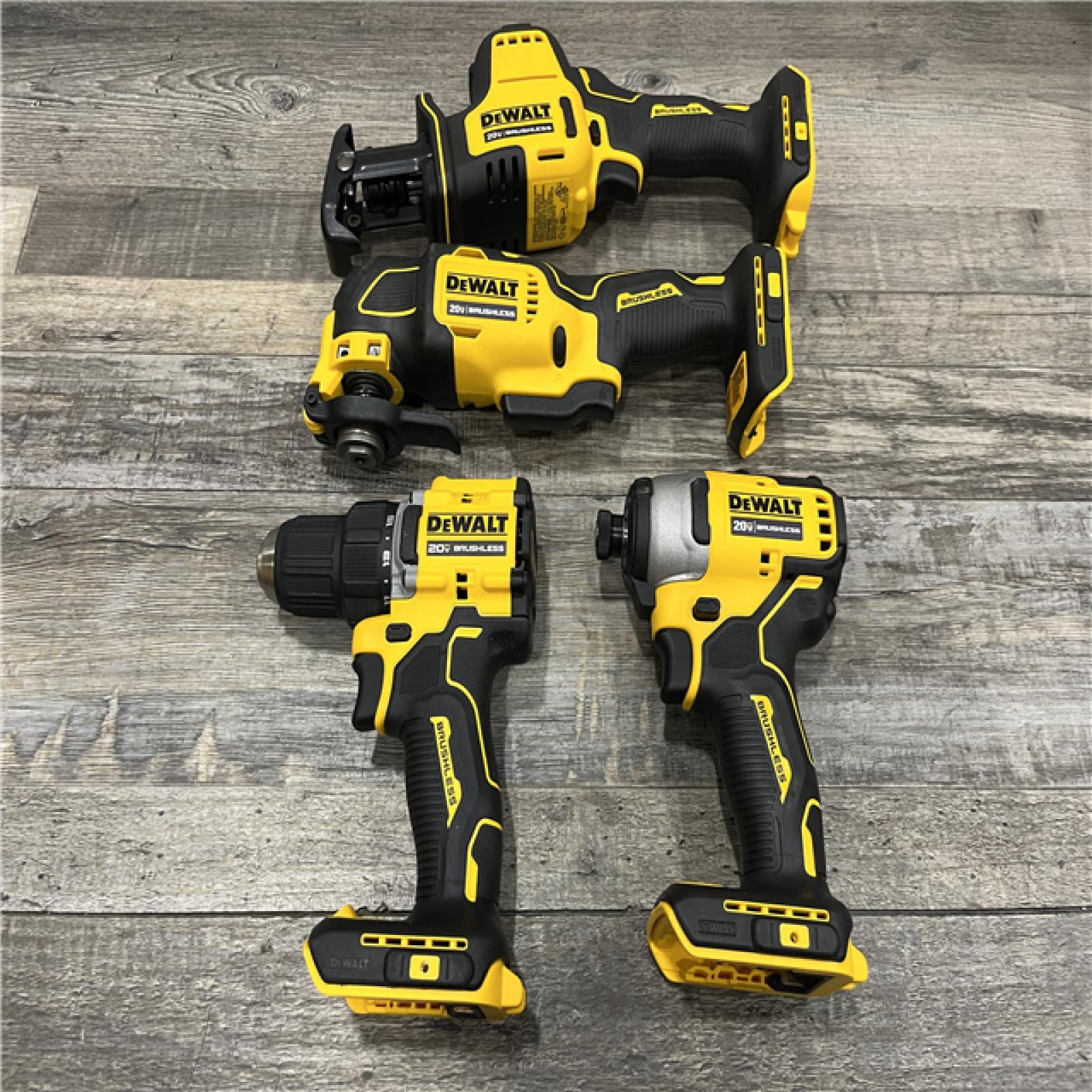 AS-IS DEWALT ATOMIC 20-Volt Lithium-Ion Cordless Brushless (4-Tool) Combo Kit