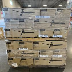 DALLAS LOCATION- Home Decorators Collection Carrington 60 in. Indoor/Outdoor Ceiling Fan with LED Dome Light Kit Natural Iron with Black Blades PALLET -(36 UNITS)