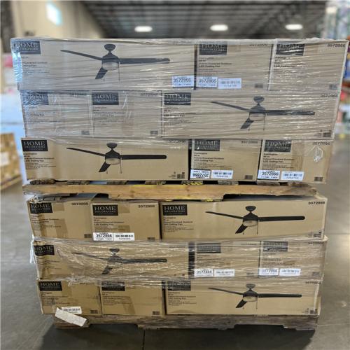 DALLAS LOCATION- Home Decorators Collection Carrington 60 in. Indoor/Outdoor Ceiling Fan with LED Dome Light Kit Natural Iron with Black Blades PALLET -(36 UNITS)