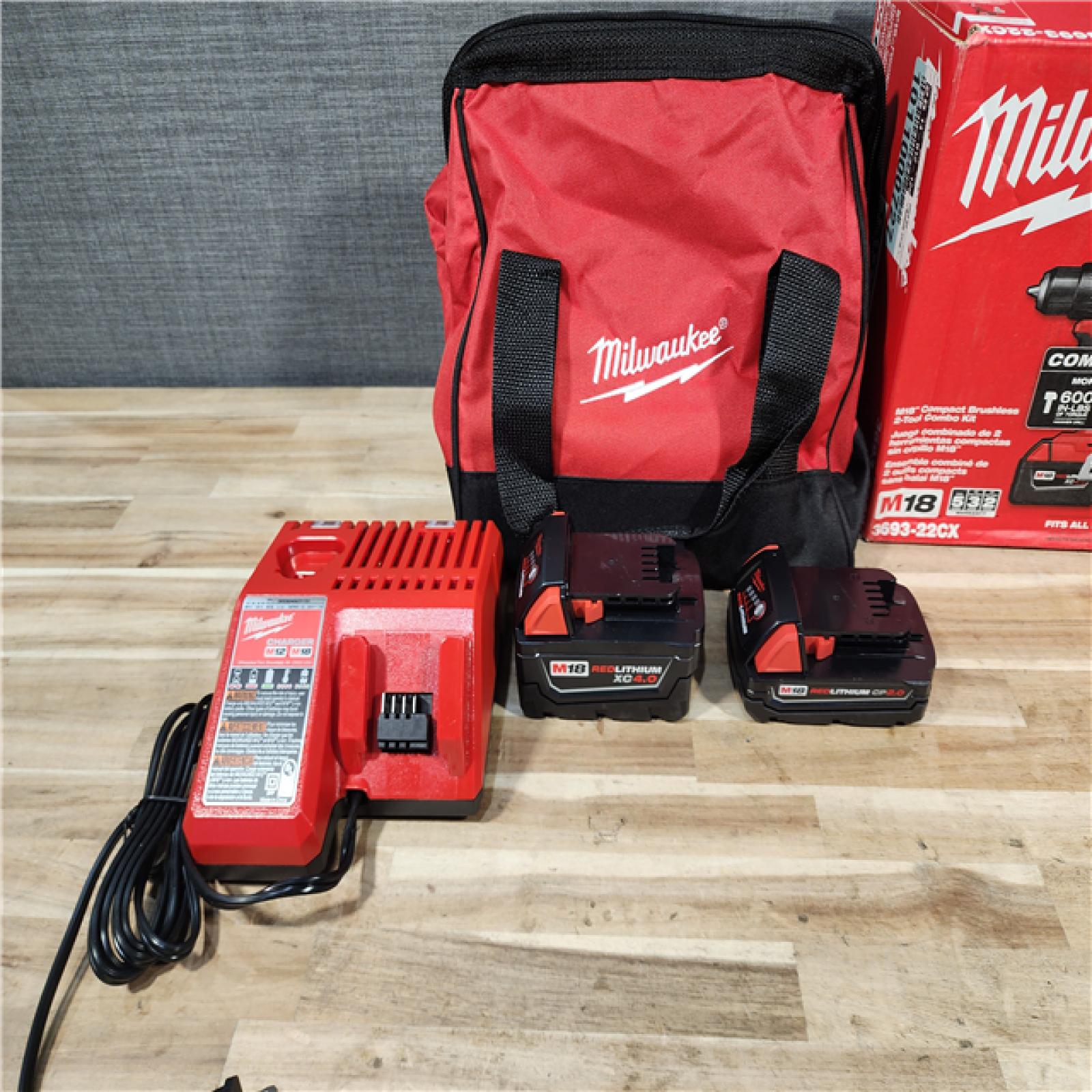 HOUSTON LOCATION - AS-IS Milwaukee 18-Volt Lithium-Ion Brushless Cordless Compact Hammer Drill/Impact Combo Kit