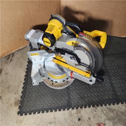 HOUSTON LOCATION - AS-IS (APPEARS LIKE NEW) DEWALT 15 Amp Corded 12 in. Double Bevel Sliding Compound Miter Saw, Blade Wrench and Material Clamp