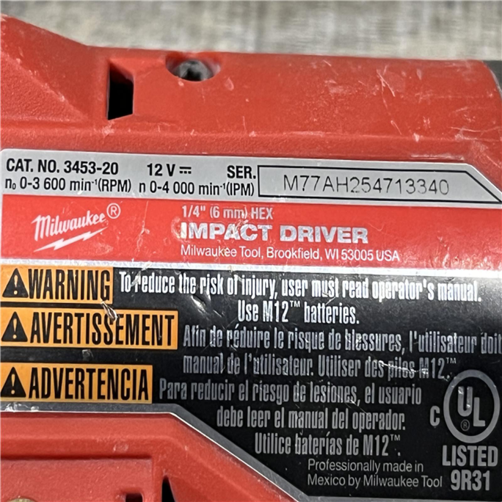 AS-IS Milwaukee FUEL 12V Lithium-Ion Brushless Cordless 1/4 in. Hex Impact Driver (Tool-Only)