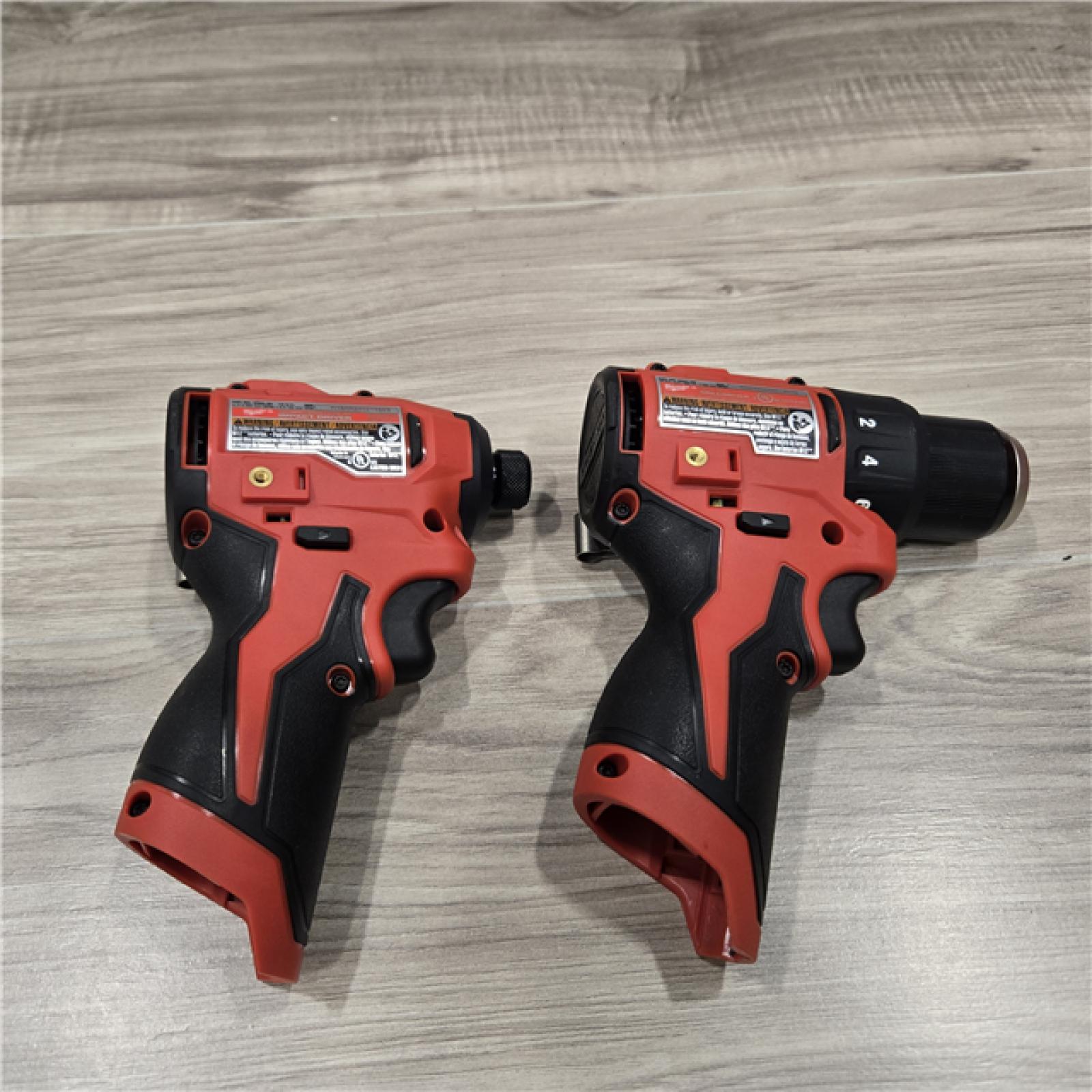 LIKE NEW! - Milwaukee 2494-22 M12 Cordless Combination Drill Driver and Hex Impact Driver Dual Power Tool Kit