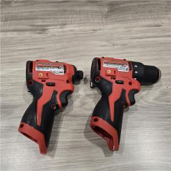 LIKE NEW! - Milwaukee 2494-22 M12 Cordless Combination Drill Driver and Hex Impact Driver Dual Power Tool Kit