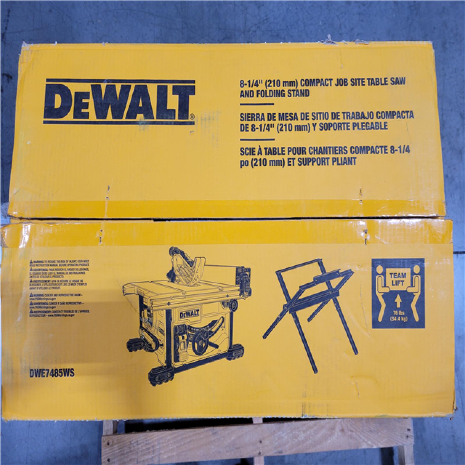 California AS-IS DEWALT 8-1/4 (210mm) COMPACT JOB SITE TABLE SAW AND FOLDING STAND
