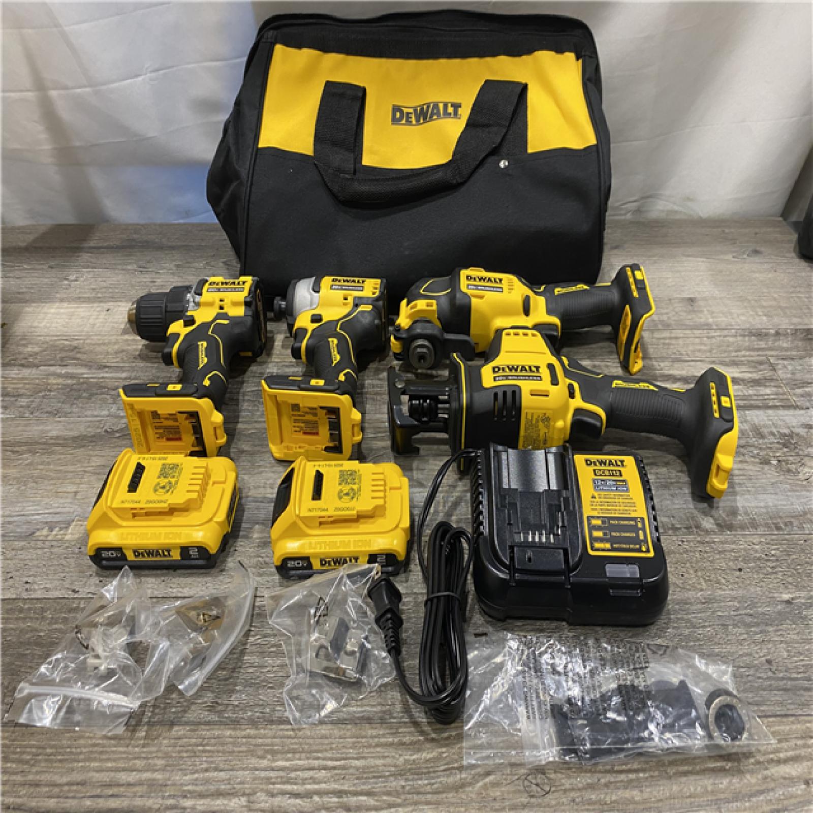 AS-IS DEWALT ATOMIC 20-Volt Lithium-Ion Cordless Brushless Combo Kit (4-Tool)