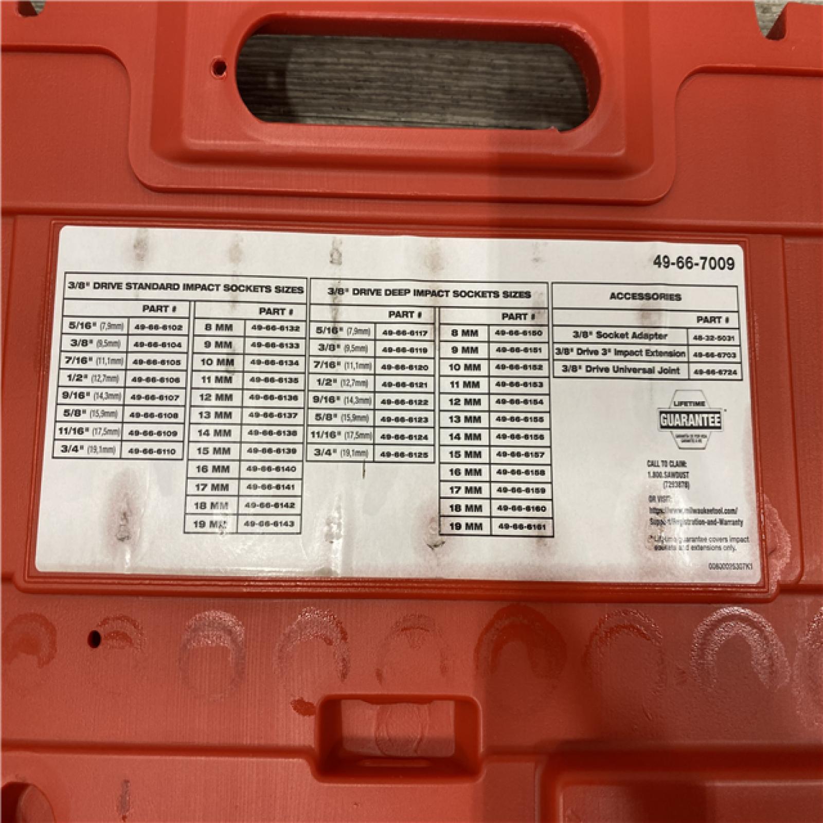 AS-IS Milwaukee SHOCKWAVE 3/8 in. Drive SAE and Metric 6 Point Impact Socket Set (43-Piece)