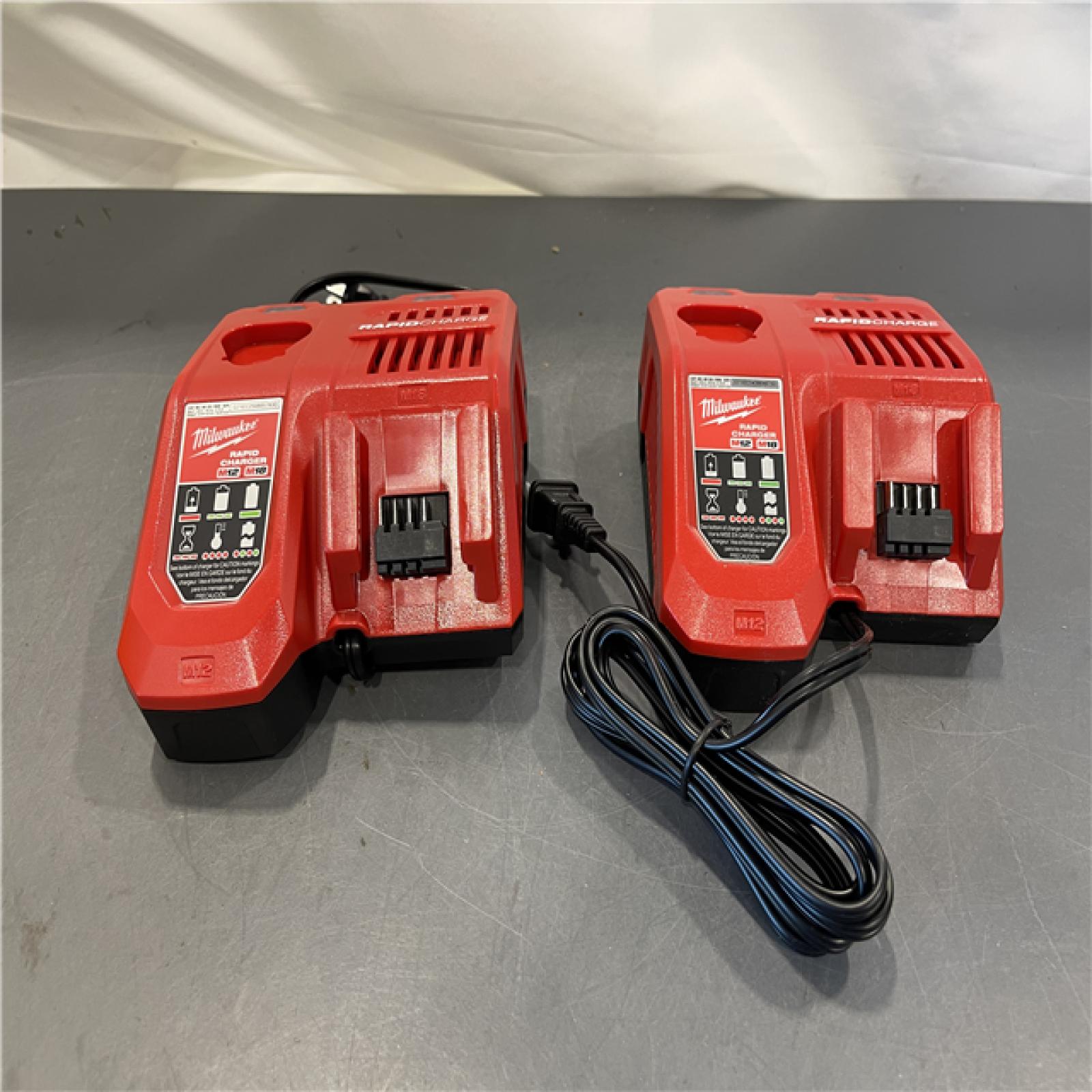AS-IS - Milwaukee M12 and M18 12-Volt/18-Volt Lithium-Ion Multi-Voltage Rapid Battery Charger (Set of 2)