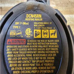 HOUSTON LOCATION - AS - IS DEWALT 20V MAX 15-Degree Electric Cordless Roofing Nailer (Tool Only)