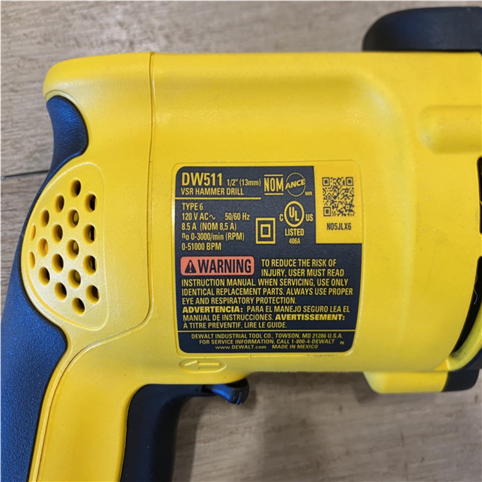 AS-IS DEWALT 7.8 Amp Corded 1/2 in. Variable Speed Reversible Hammer Drill