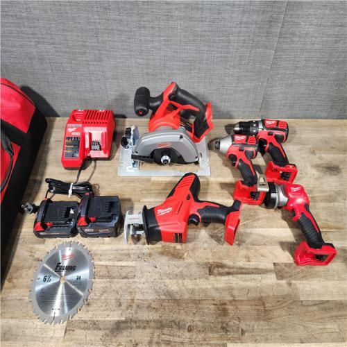 HOUSTON LOCATION - AS-IS M18 18V Lithium-Ion Cordless Combo Kit (5-Tool) with (2) BATTERY & CHARGER