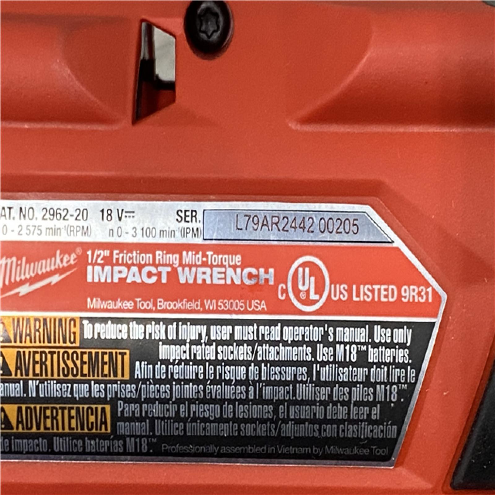 AS-IS Milwaukee FUEL Gen-2 18V Lithium-Ion Brushless Cordless Mid Torque 1/2 in. Impact Wrench w/Friction Ring (Tool-Only)