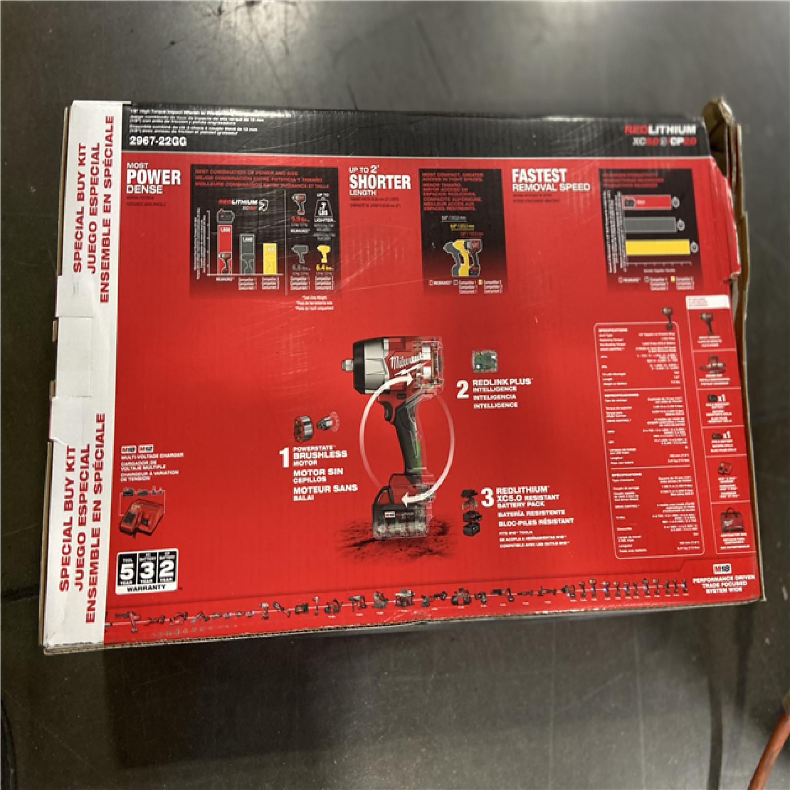 AS-IS Milwaukee M18 FUEL 18V Lithium-Ion Brushless Cordless High Torque 1/2 in. Impact Wrench w/ Friction Ring & Grease Gun Combo Kit