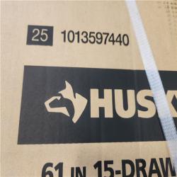 Phoenix NEW Husky Heavy Duty 61 in. W x 23 in. D 15-Drawer Matte Gray Mobile Workbench Cabinet with Solid Wood Top (SEALED)