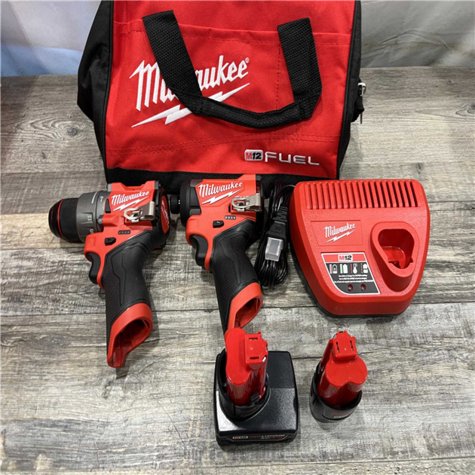 AS-IS Milwaukee FUEL 12-Volt Lithium-Ion Brushless Cordless Hammer Drill and Impact Driver Combo Kit