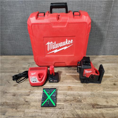 HOUSTON LOCATION - AS-IS Milwaukee-3632-21 M12 Green Beam Laser 360° 3-Plane Kit
