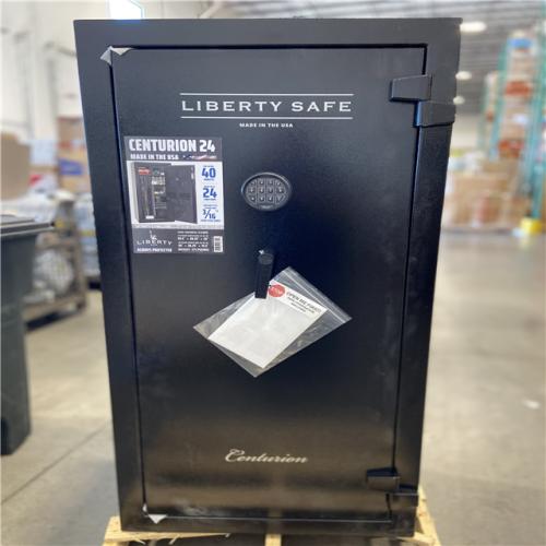 DALLAS LOCATION - LIBERTY SAFE Centurion 24-Gun 40-min fire rating EMP E-Lock, 59.25 in H x 28.25 in W x 20 in. L, Black Gun Safe