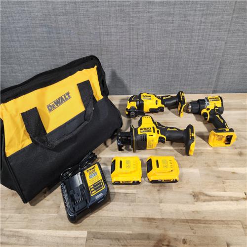 HOUSTON LOCATION - AS-IS DeWalt 20V MAX ATOMIC Cordless Brushless 3 Tool Combo Kit