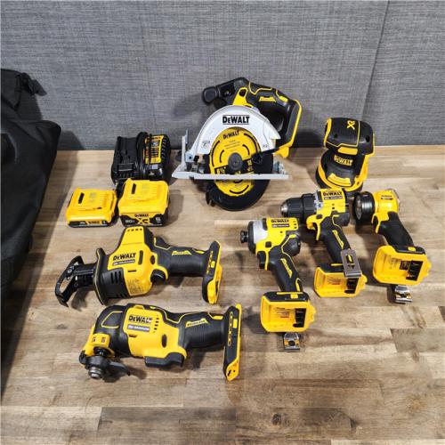 HOUSTON LOCATION - AS-IS DEWALT 20-Volt MAX Lithium-Ion Cordless 7-Tool Combo Kit with 2.0 Ah Battery, 5.0 Ah Battery and Charger
