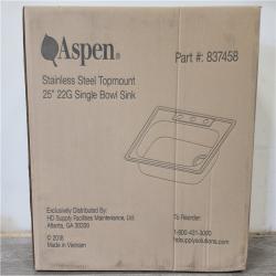 Phoenix Location NEW Aspen Stainless Steel Top mount 25 22G Single Bowl Sink Pallet (26 Sinks) (SEALED)