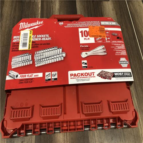 NEW- Milwaukee 3/8 in. and 1/4 in. Drive SAE/Metric Ratchet and Socket Mechanics Tool Set with PACKOUT Case (106-Piece)
