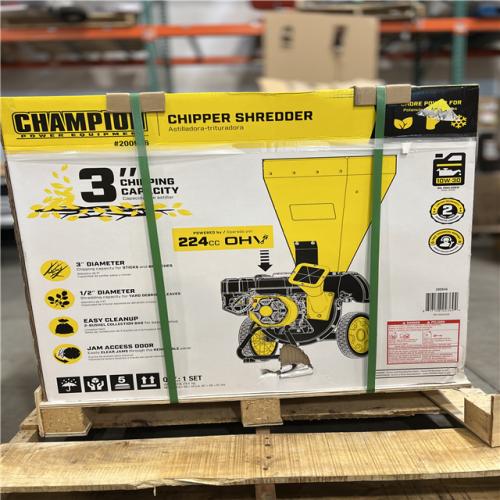 NEW! - Champion Power Equipment 3 in. Dia 224 cc 2-in-1 Upright Gas Powered Wood Chipper Shredder
