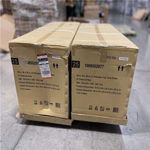 DALLAS LOCATION - Husky Heavy-Duty 52 in. W x 20 in. D 6-Drawer Matte Red Steel Top Tool Chest (LOT OF 2)