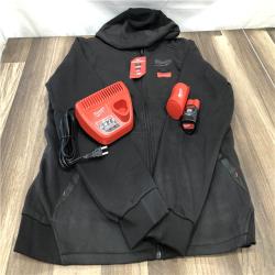 AS-IS Milwaukee Men's Large 12-Volt Lithium-Ion Cordless Black Heated Jacket Hoodie Kit