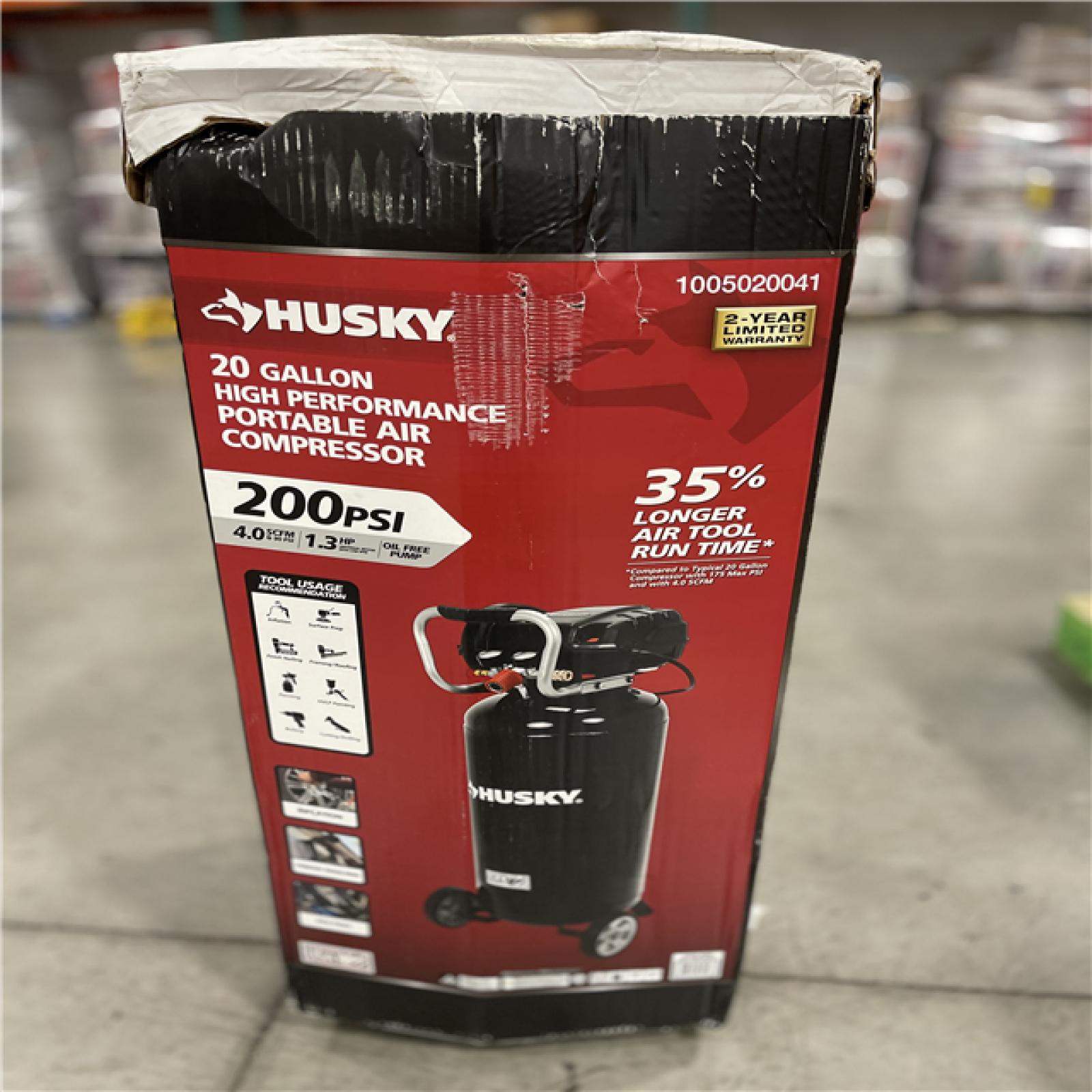 NEW! - Husky 20 Gal. 200 PSI Oil Free Portable Vertical Electric Air Compressor