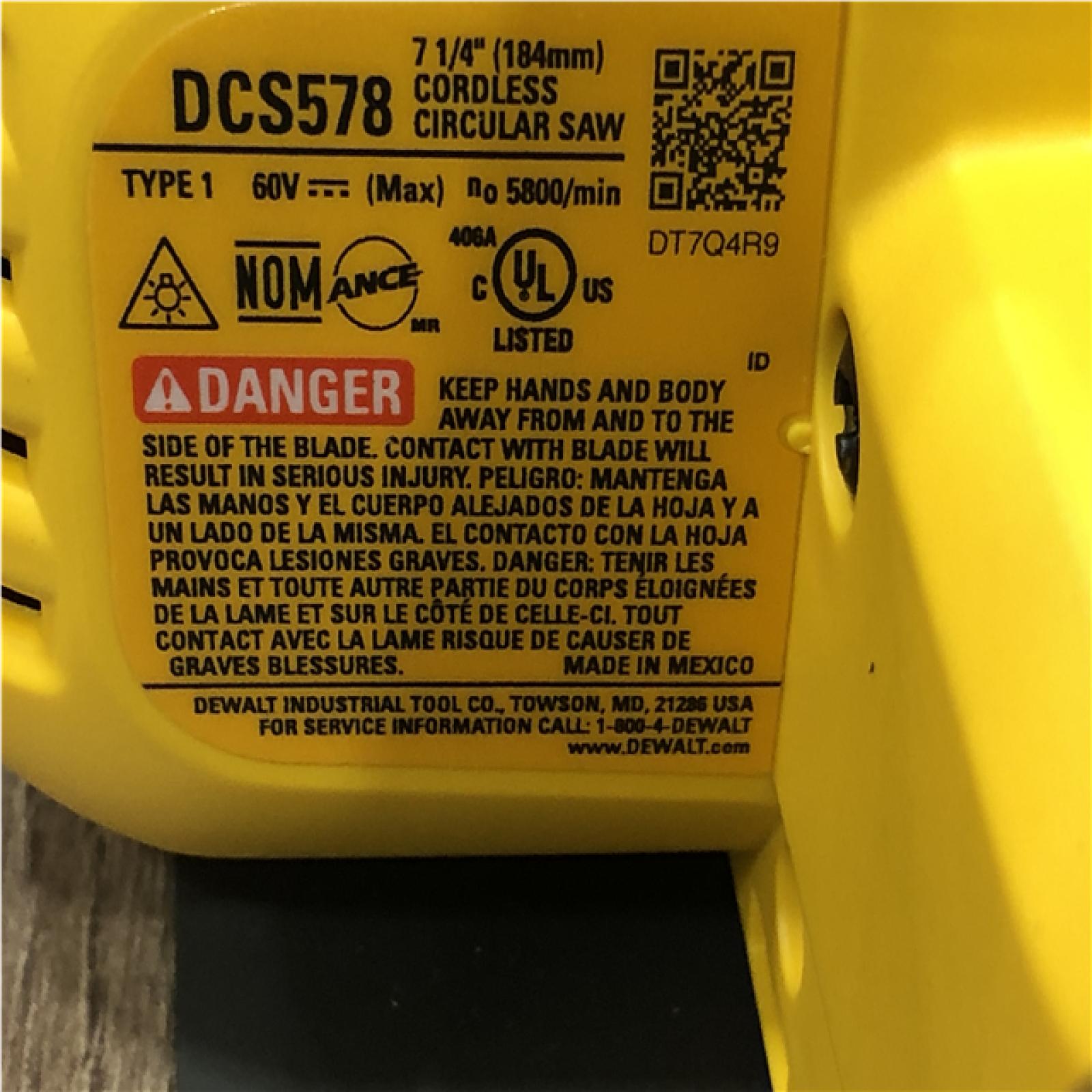 AS-IS DEWALT FLEXVOLT 60V MAX Cordless Brushless 7-1/4 in. Circular Saw with Brake (Tool Only)