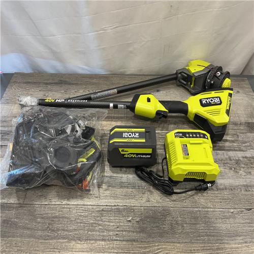 AS-IS RYOBI 40V HP Brushless Whisper Series 17 in. Cordless Battery Carbon Fiber Shaft String Trimmer Kit