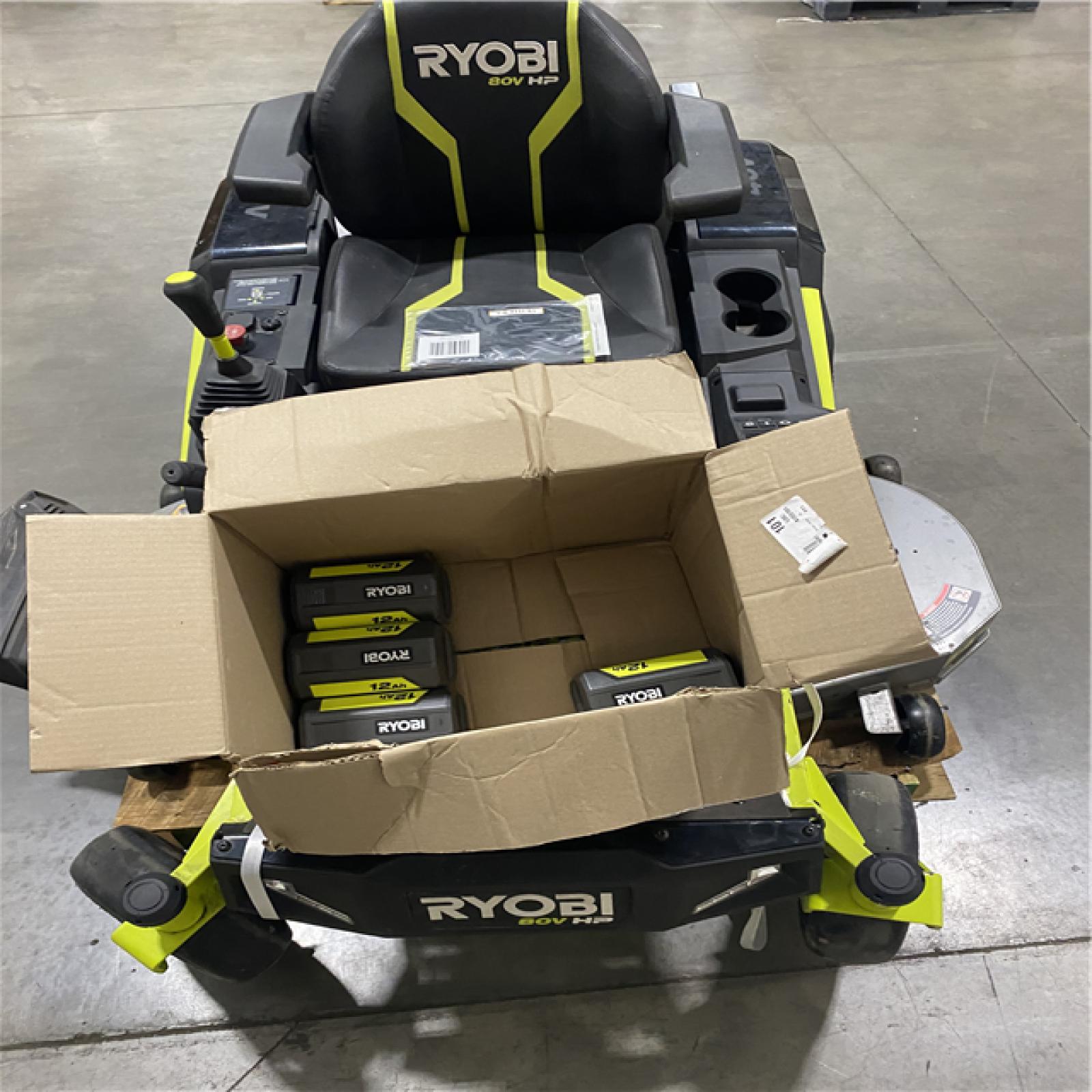 Dallas Location - As-Is RYOBI 80V HP Brushless 54 in. Battery Electric Cordless Zero Turn Riding Mower (3) 80V Batteries (4) 40V Batteries and Charger