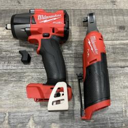 AS-IS Milwaukee FUEL 18V Cordless Mid Torque 1/2 in. Impact Wrench w/ 12 FUEL 3/8 in. Ratchet Combo Kit