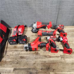 HOUSTON LOCATION - AS-IS MILWAUKEE 6 TOOL COMBO KIT W/ (2) BATTERY & CHARGER