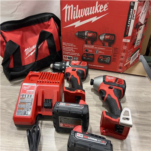 AS-IS Milwaukee 18V Lithium-Ion Cordless Drill Driver/Impact Driver Combo Kit
