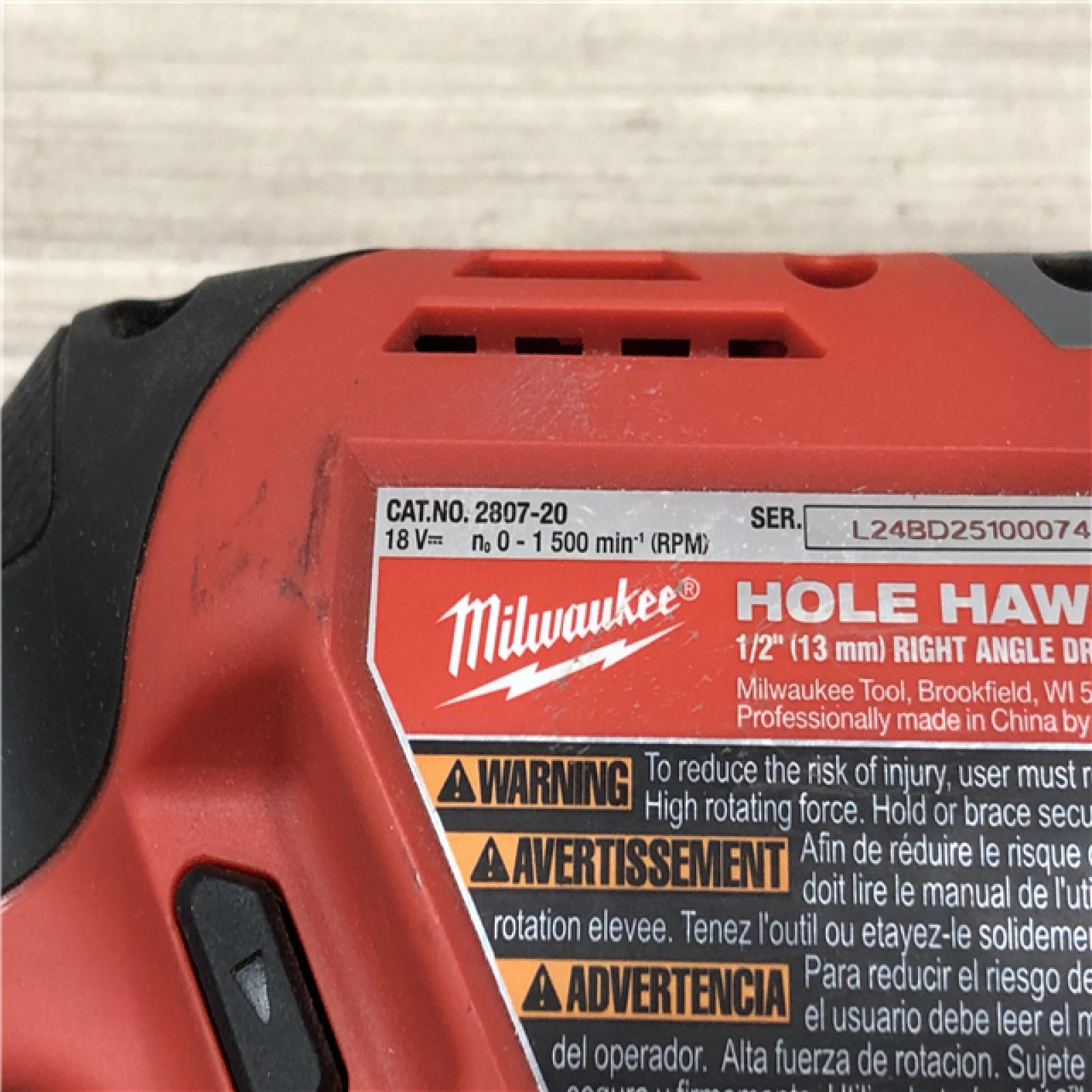AS-IS Milwaukee M18 18V Fuel Hole Hawg 1/2 Right Angle Drill 2807-20 (Tool-Only)