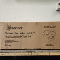 Phoenix Location NEW Seasons Stainless Steel Undermount 31 18G Double Bowl Offset Sink Pallet (12 Total) SEALED