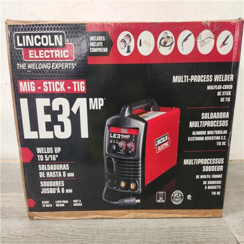 Phoenix Location Lincoln Electric 140 Amp LE31MP Multi-Process Stick/MIG/TIG Welder Kit with Magnum Pro 100L Gun, Sample Spool , 2 Flux-Cored Wire, 120V