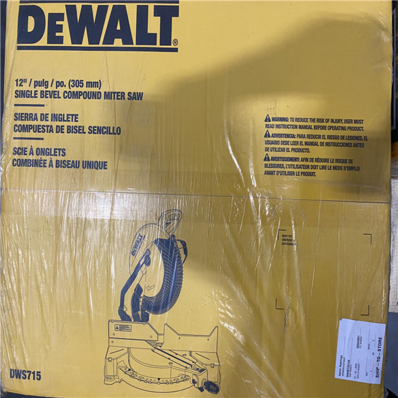 NEW- DeWalt 15 Amp Corded 12 in. Single Bevel Compound Miter Saw