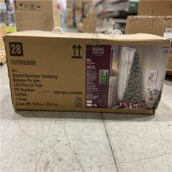 DALLAS LOCATION -Home Decorators Collection 9 ft. Grand Duchess Twinkling Balsam Fir Slim LED Pre-Lit Artificial Christmas Tree