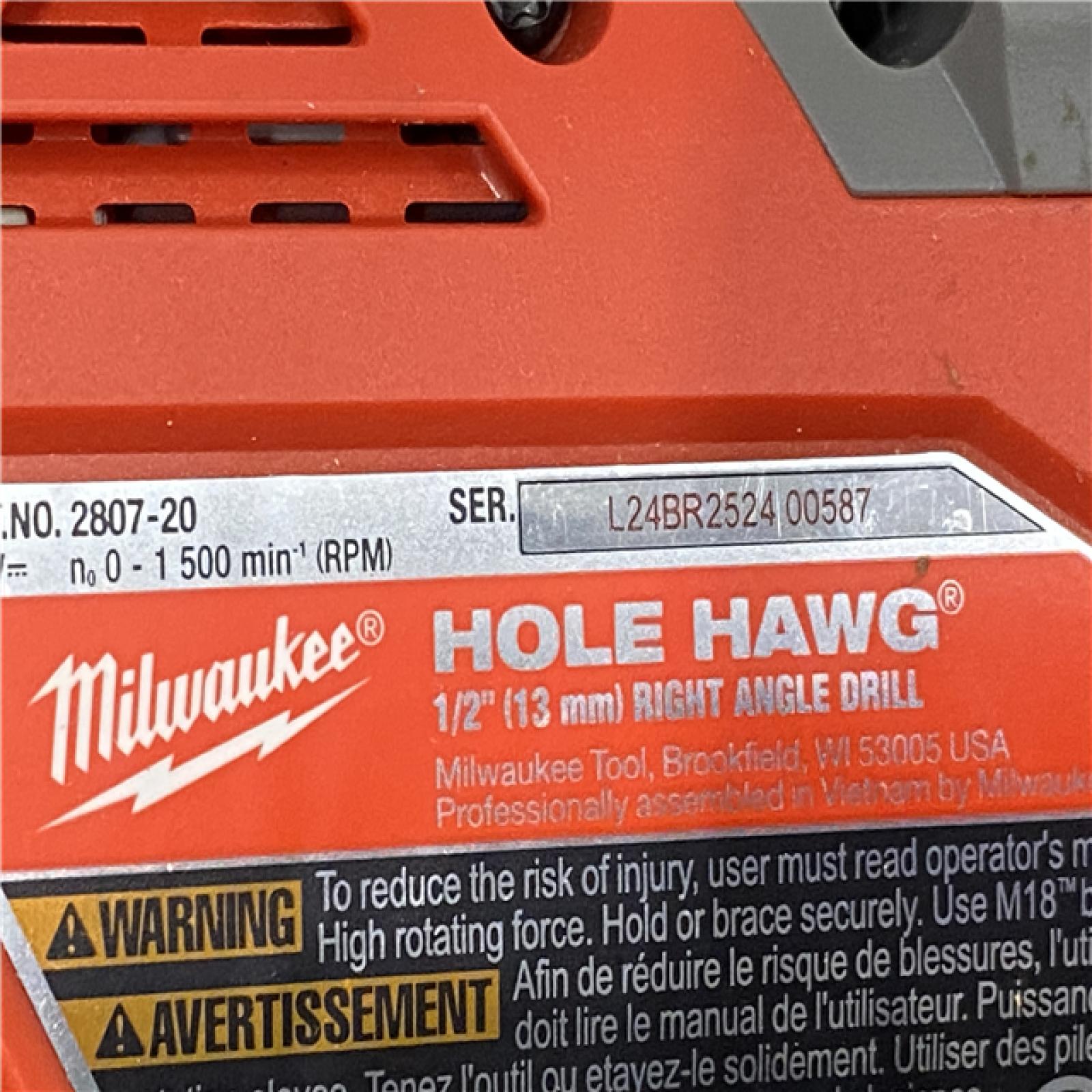 AS-IS Milwaukee FUEL GEN II 18V Lithium-Ion Brushless Cordless 1/2 in. Hole Hawg Right Angle Drill (Tool-Only)