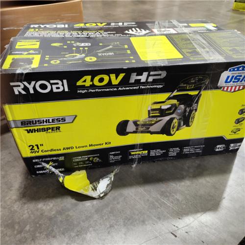 Dallas Location - As-Is RYOBI 40V HP Brushless Whisper Series 21. in Self-Propelled All Wheel Drive Mower - (2) 6.0 Ah Batteries & Charger