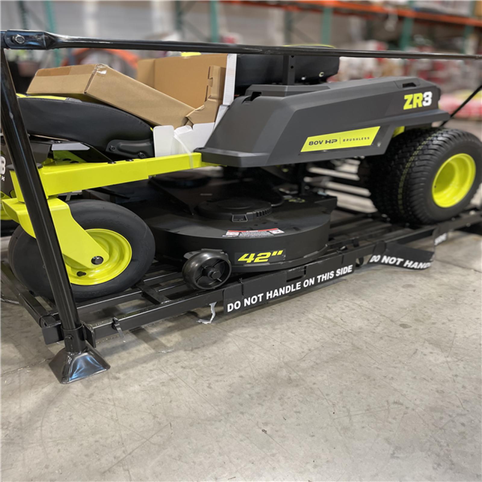 DALLAS LOCATION- NEW! RYOBI ZR3 80V HP Brushless Battery Cordless Electric 42 in. Zero Turn Riding Lawn Mower