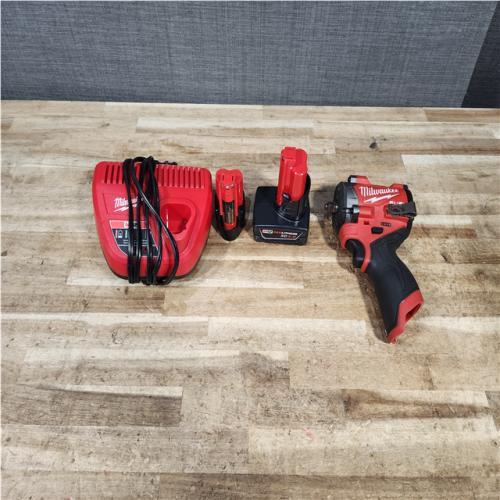 HOUSTON LOCATION - AS - IS Milwaukee FUEL 12V Li-Ion Brushless Cordless Stubby 3/8 in. Impact Wrench Kit